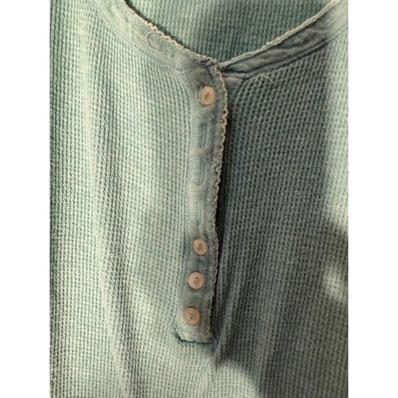 American Eagle Min0t Green Vintage Waffle Henley Women's Fitted XL - Picture 5 of 12